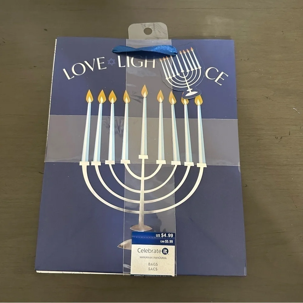 Celebrate It Hanukkah Gift Bags 5 Packs 10 Bags Jewish Holiday Menorah Dreidel